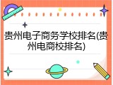 贵州电子商务学校排名(贵州电商校排名)