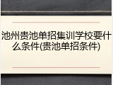 池州贵池单招集训学校要什么条件(贵池单招条件)