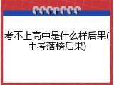 考不上高中是什么样后果(中考落榜后果)