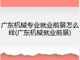 广东机械专业就业前景怎么样(广东机械就业前景)