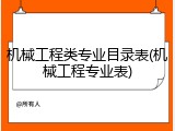机械工程类专业目录表(机械工程专业表)