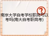 南京大学自考学校职高可以考吗(南大自考职高考)