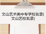 文山艺术类中专学校名录(文山艺校名录)