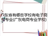 广东省有哪些学校有电子商务专业(广东电商专业学校)