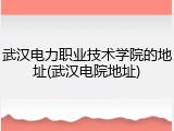 武汉电力职业技术学院的地址(武汉电院地址)