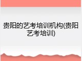 贵阳的艺考培训机构(贵阳艺考培训)