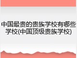 中国最贵的贵族学校有哪些学校(中国顶级贵族学校)