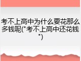 考不上高中为什么要花那么多钱呢("考不上高中还花钱")