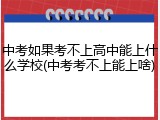 中考如果考不上高中能上什么学校(中考考不上能上啥)