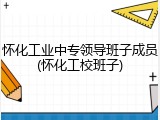 怀化工业中专领导班子成员(怀化工校班子)