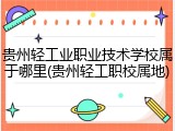 贵州轻工业职业技术学校属于哪里(贵州轻工职校属地)
