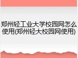 郑州轻工业大学校园网怎么使用(郑州轻大校园网使用)