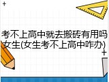 考不上高中就去搬砖有用吗女生(女生考不上高中咋办)