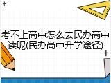 考不上高中怎么去民办高中读呢(民办高中升学途径)