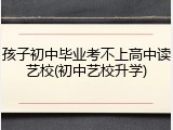 孩子初中毕业考不上高中读艺校(初中艺校升学)