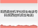阳西县挖机学校招生电话号码(阳西挖机招生电话)