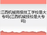 江西机械高级技工学校是大专吗(江西机械技校是大专吗)