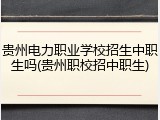 贵州电力职业学校招生中职生吗(贵州职校招中职生)