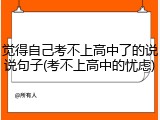 觉得自己考不上高中了的说说句子(考不上高中的忧虑)