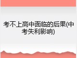 考不上高中面临的后果(中考失利影响)