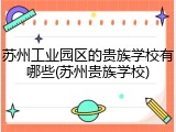苏州工业园区的贵族学校有哪些(苏州贵族学校)