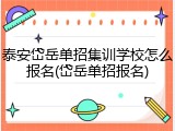 泰安岱岳单招集训学校怎么报名(岱岳单招报名)