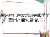 衢州产后恢复培训去哪里学(衢州产后恢复培训)