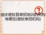 迪庆德钦县单招培训的机构有哪些(德钦单招机构)