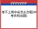 考不上高中会怎么办呢(中考失利出路)