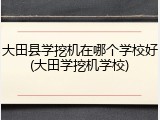 大田县学挖机在哪个学校好(大田学挖机学校)