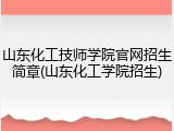 山东化工技师学院官网招生简章(山东化工学院招生)