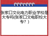 张家口文化电力职业学校是大专吗(张家口文电职校大专？)