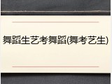 舞蹈生艺考舞蹈(舞考艺生)