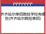 齐齐哈尔单招数控学校有哪些(齐齐哈尔数控单招)