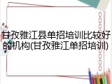 甘孜雅江县单招培训比较好的机构(甘孜雅江单招培训)