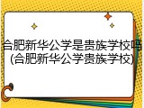 合肥新华公学是贵族学校吗(合肥新华公学贵族学校)