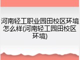 河南轻工职业园田校区环境怎么样(河南轻工园田校区环境)