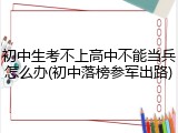 初中生考不上高中不能当兵怎么办(初中落榜参军出路)