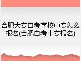 合肥大专自考学校中专怎么报名(合肥自考中专报名)