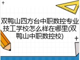 双鸭山四方台中职数控专业技工学校怎么样在哪里(双鸭山中职数控校)