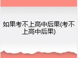 如果考不上高中后果(考不上高中后果)