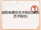 咸阳有哪些艺术院校(咸阳艺术院校)