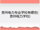 贵州电力专业学校有哪些(贵州电力学校)