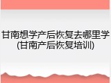甘南想学产后恢复去哪里学(甘南产后恢复培训)