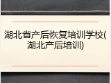 湖北省产后恢复培训学校(湖北产后培训)