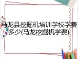 马龙县挖掘机培训学校学费多少(马龙挖掘机学费)