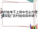 农村娃考不上高中怎么办理低保呢("农村娃低保申请")
