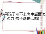 如果孩子考不上高中后面怎么办(孩子落榜后路)