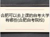 合肥可以去上课的自考大学有哪些(合肥自考院校)