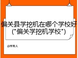 偏关县学挖机在哪个学校好("偏关学挖机学校")
